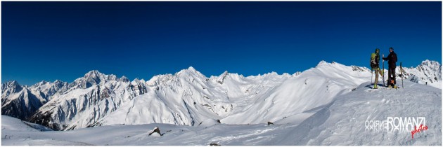 Panorama sulla catena del Monte Bianco dalla Punta Fetita (La Salle)